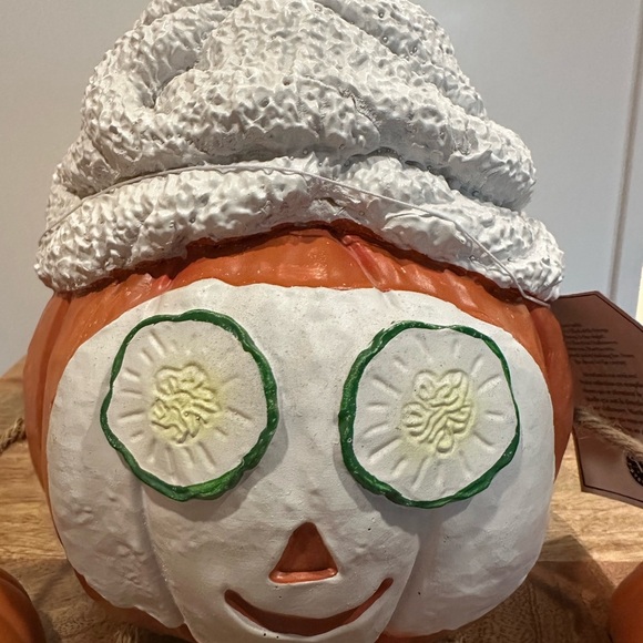 Martha Stewart Orange Pumpkin with White Hat Decor - Picture 2 of 4